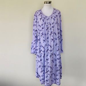 Nightgown Pullover Purple Floral Scoop Neck Long Sleeves CELESTIAL DREAMS